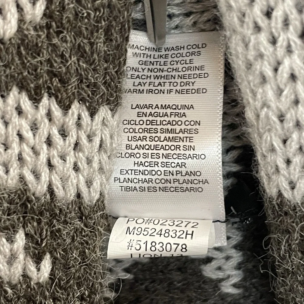 Hannah Womens‎ L Sweater Open Cardigan Gray Southwestern Aztec Scarf Collar - Picture 8 of 10